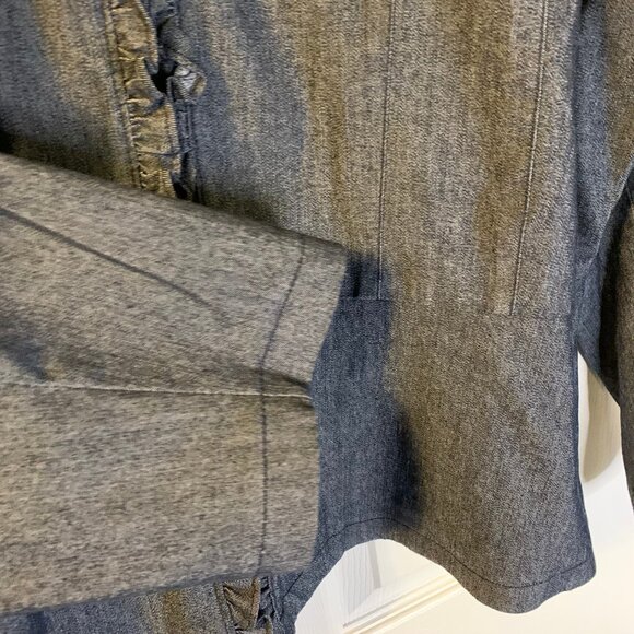 Sandro Studio Womens Denim Jacket Plus Size 3X Blue Ruffled Full Zip Boxy Career - Picture 5 of 8